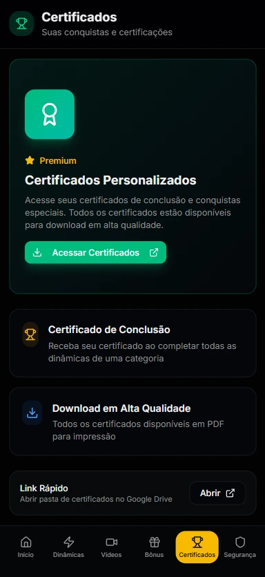 Certificados e Conquistas